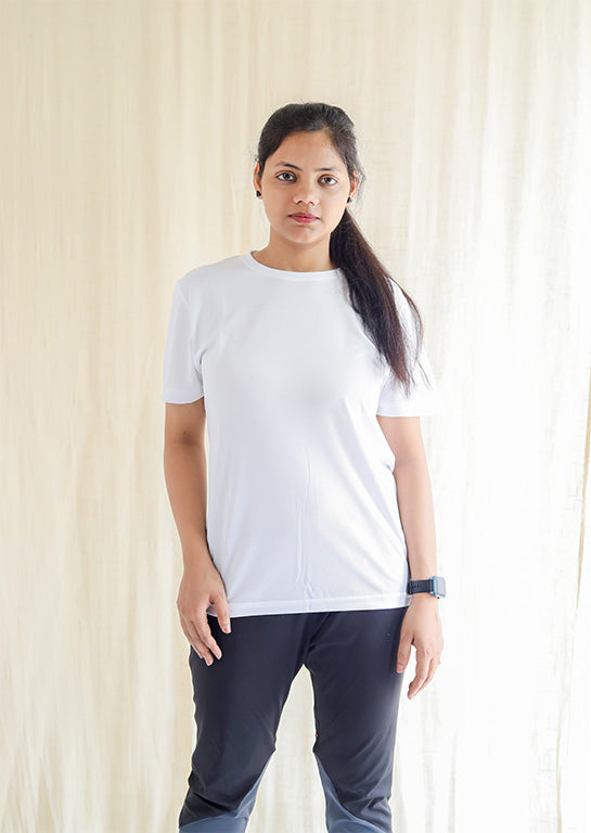 Plain Dry Fit White T shirt For Women MyTeez