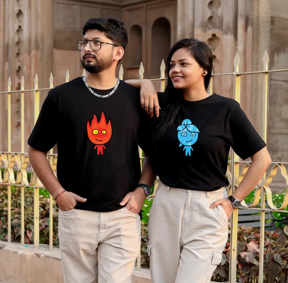 Fireboy & Watergirl Couple T-Shirts – Fun Disney Inspired Gift
