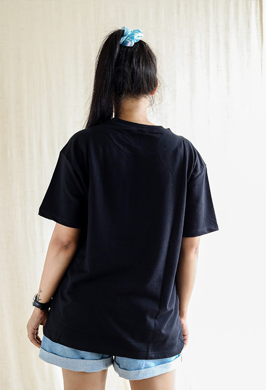 Ultra soft Oversized high-quality 220 gsm pure cotton Black T-Shirt - Women