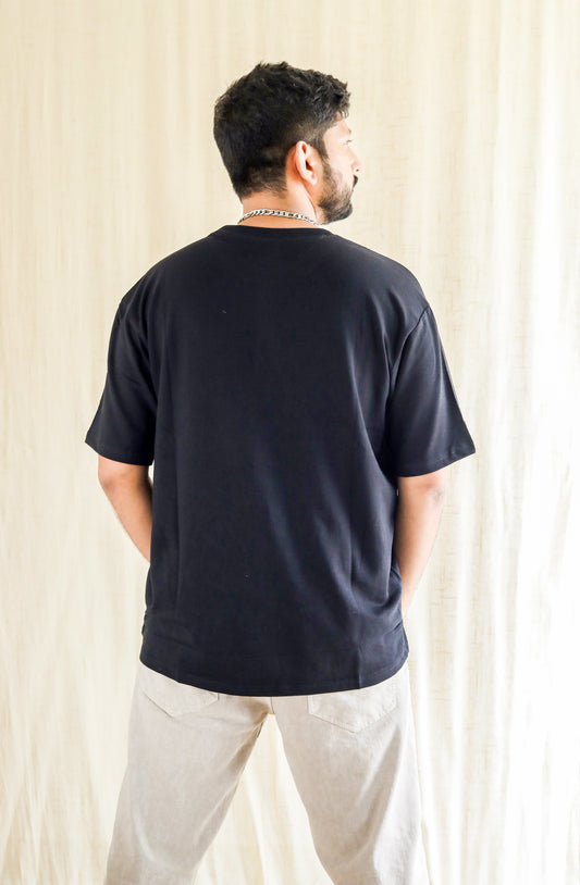 Black Plain Oversized T-Shirt for Men