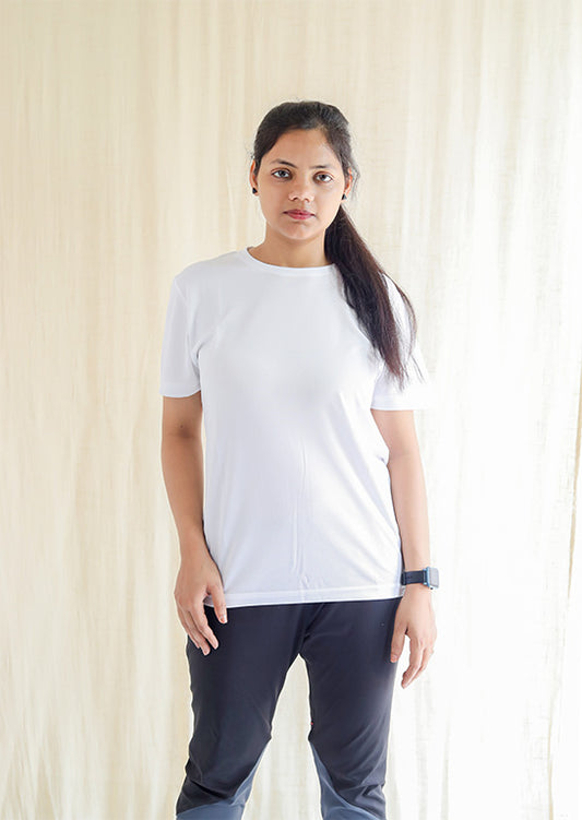 Plain Dry Fit White T-shirt For Women