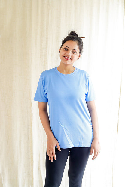 Plain Dry Fit Sky Blue T-shirt For Women