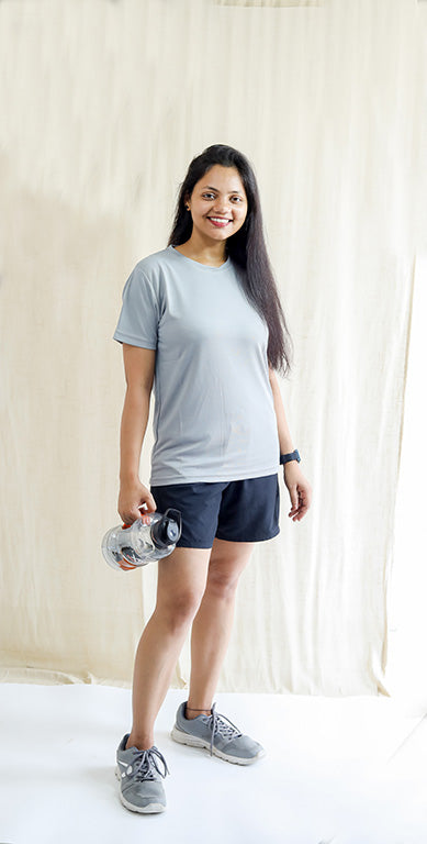 Plain Dry Fit Gray T-shirt For Women