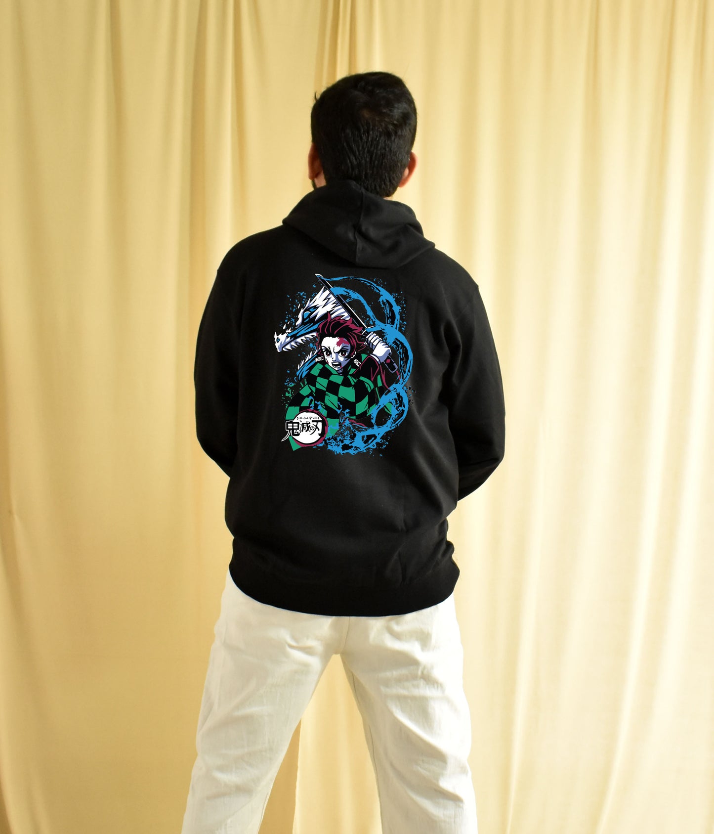 Demon Slayer with Dragon Back Print Anime Hoodie Black - Unisex