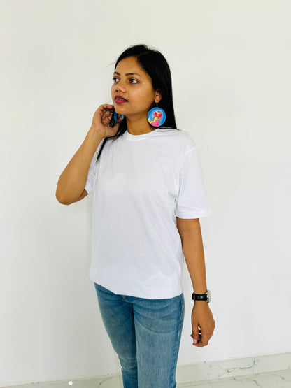 Ultra Soft Trendy 180 gsm pure cotton White T-shirt - Women