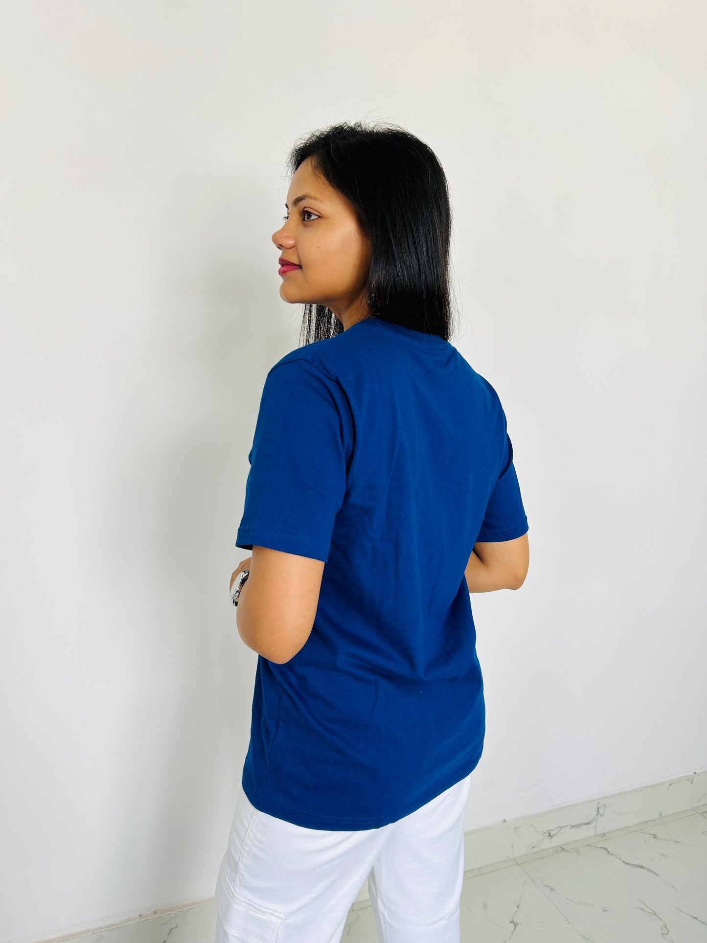 Ultra Soft Trendy 180 gsm pure cotton Blue T-shirt - Women