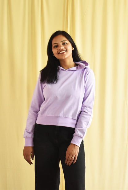 Lavender Crop Hoodie for Women