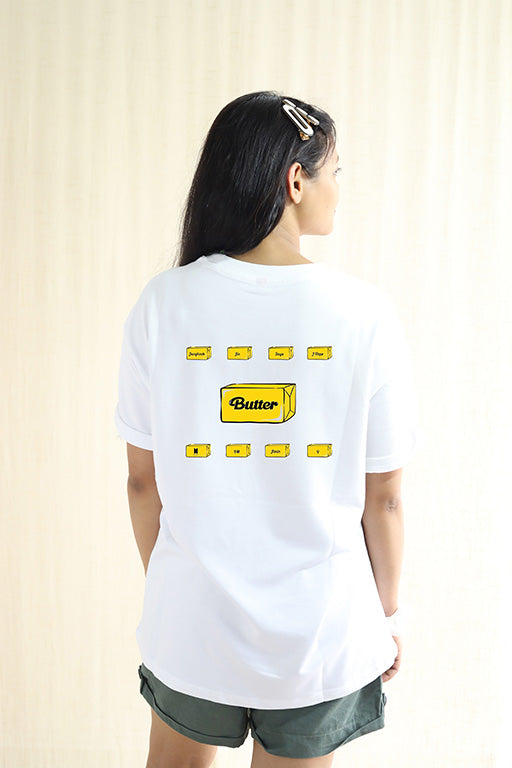 BTS Butter Team Unisex oversized white T-Shirt