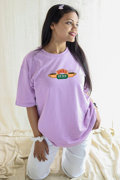 Friends Central Perk Black Oversized T-Shirt for Women