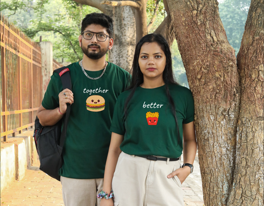 Burger and Fries Couple T-shirt: A Perfect Pair for Foodies