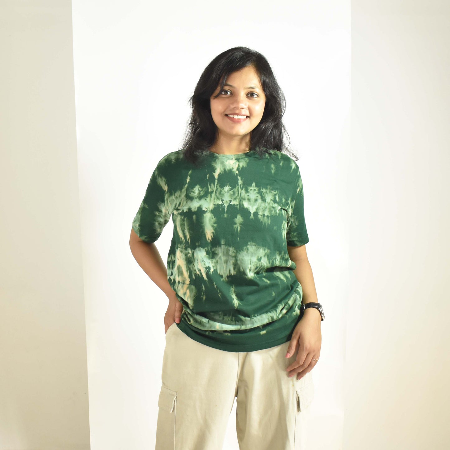 Ultra Soft Trendy 180 gsm pure cotton Green Tie Dye T-shirt (Unisex)