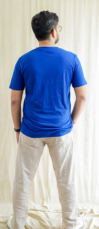 Ultra Soft Trendy 180 gsm pure cotton Blue T-shirt - Men