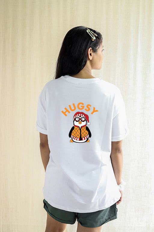 Hugsy Joey's Love Friends sitcom design in Oversized T-shirt for Women