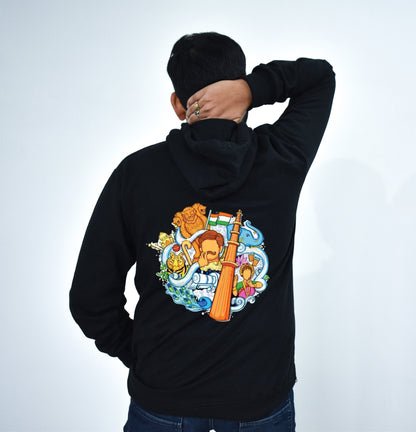 Republic Day Special Printed Black Hoodie for Unisex