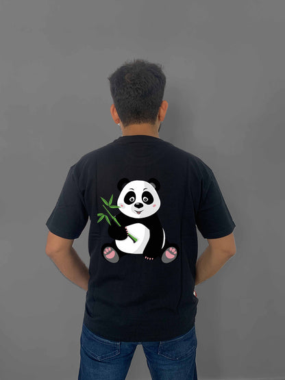 Black Cute Panda Oversized T-Shirt