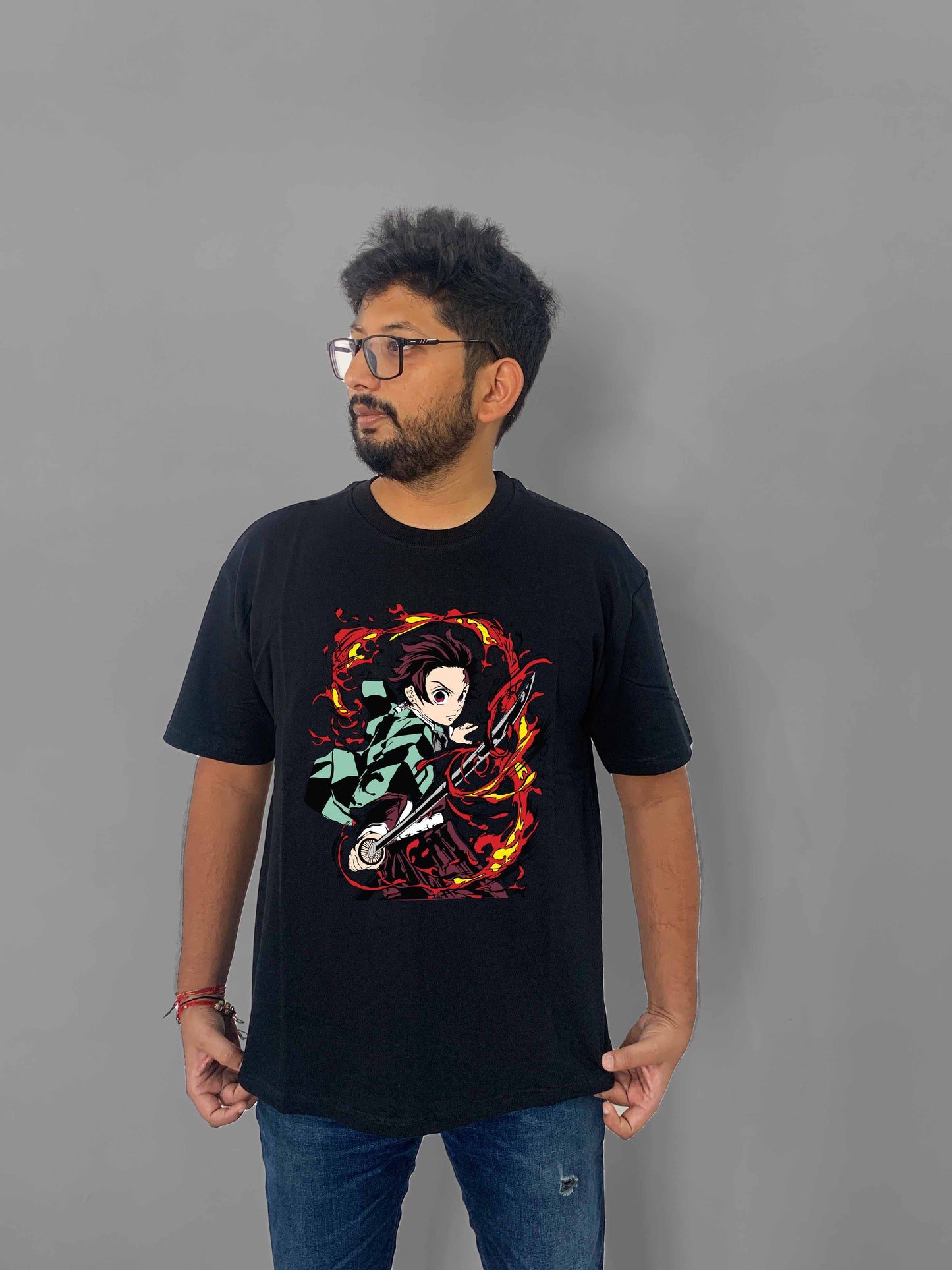 Demon Slayer Front Printed Oversized Anime T-Shirt