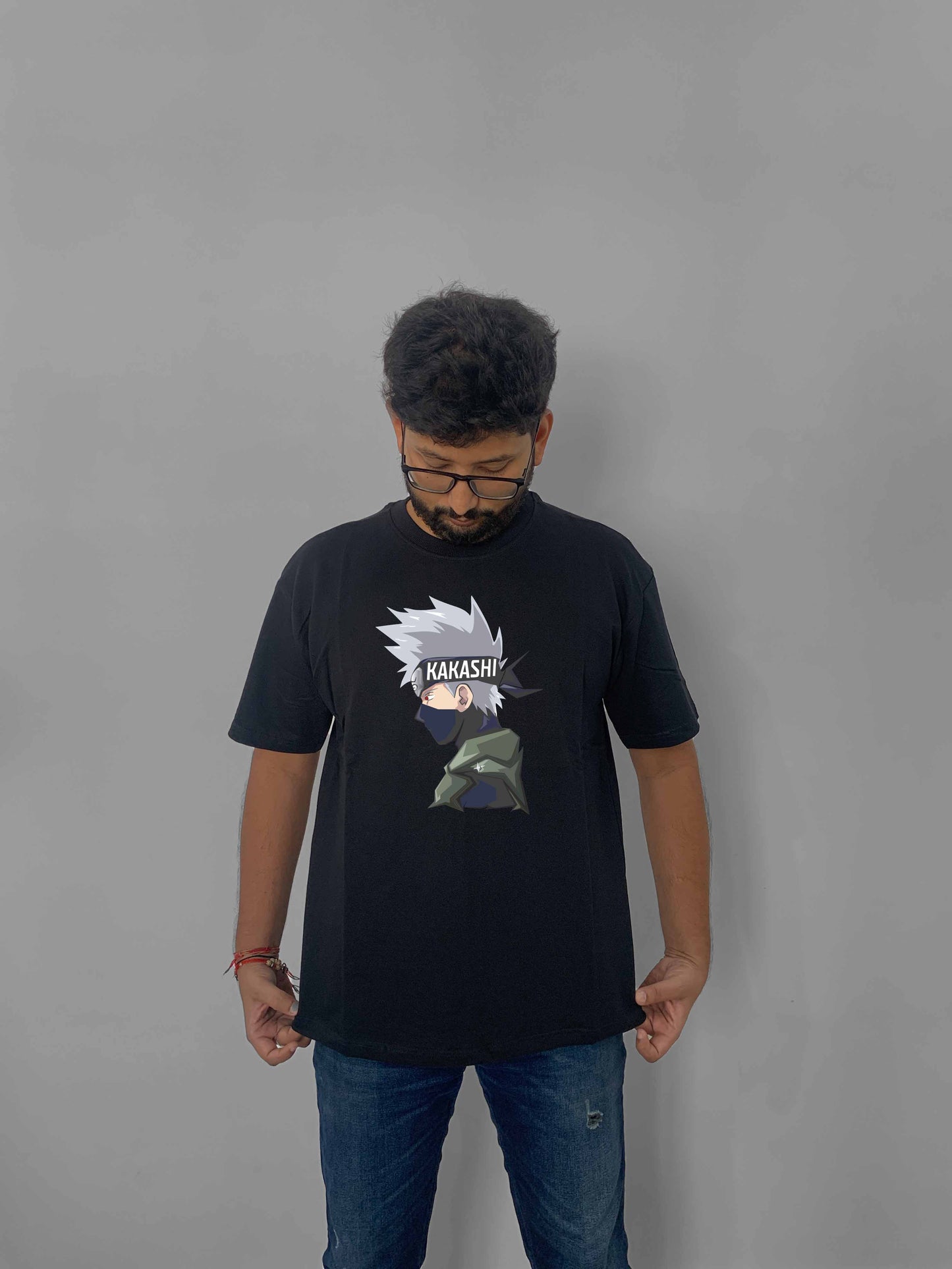 Naruto Side Face Front Center Printed Oversized Anime T-Shirt