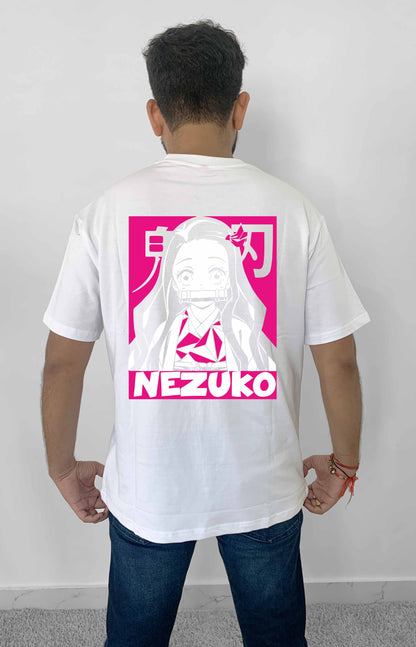 Nezuko Back Printed Oversized Demon Slayer Anime T-Shirt