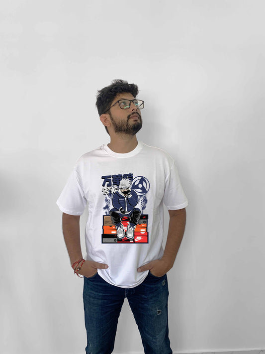 Naruto Front Printed Oversized White Anime T-Shirt