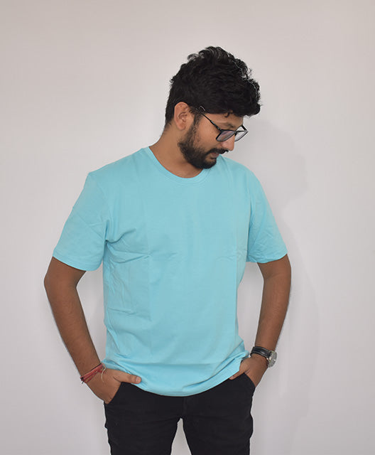 Ultra Soft Regular Sky Blue Tees for Men - MyTeez