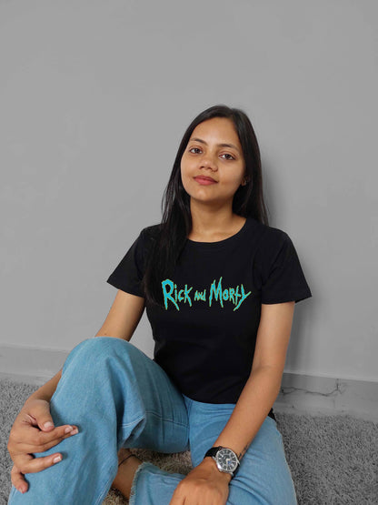 Rick and Morty Back Print Black Women T-Shirt - MyTeez