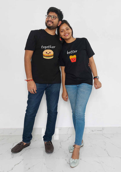 Burger and Fries Couple T-shirt: A Perfect Pair for Foodies