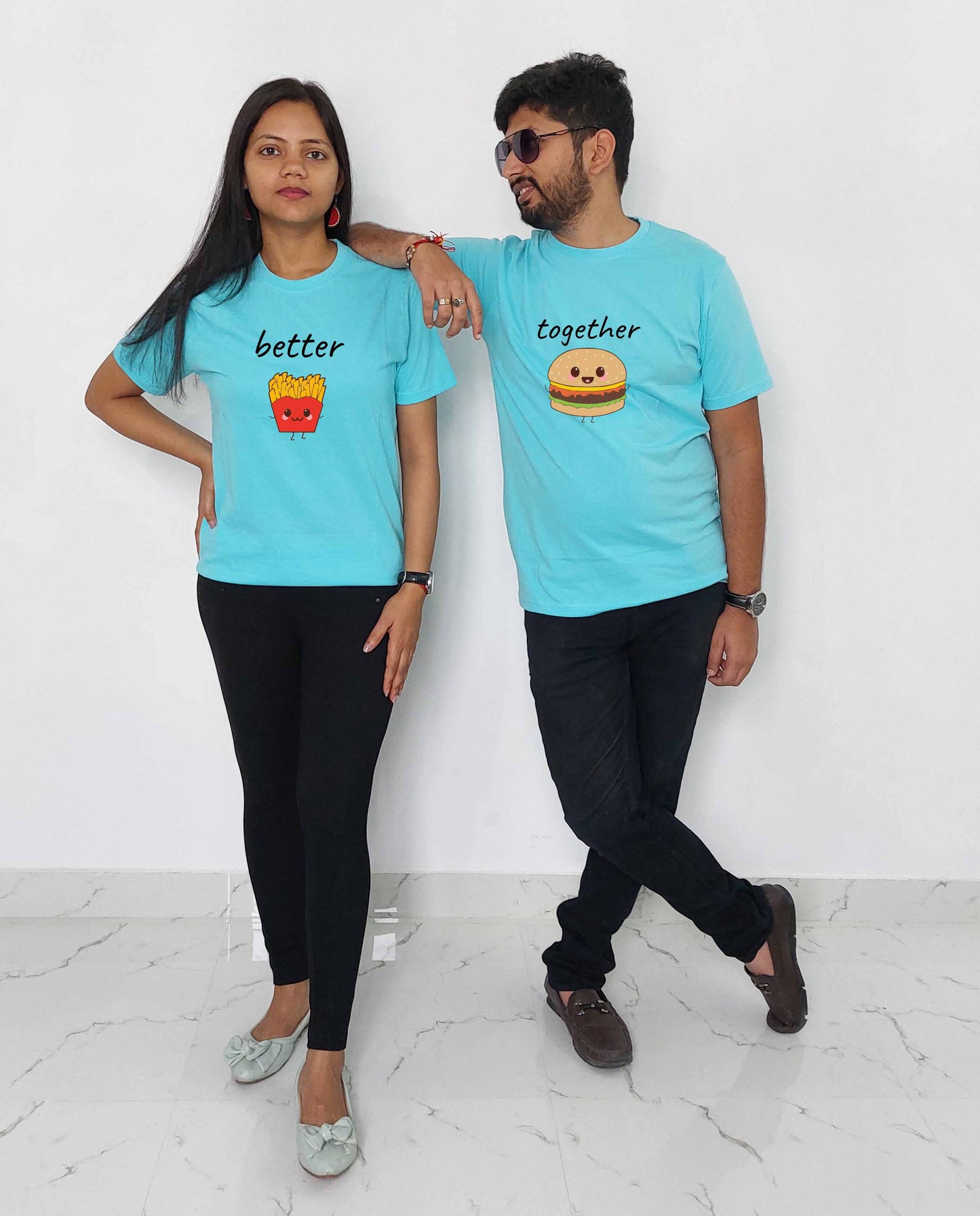 Burger and Fries Couple T-shirt: A Perfect Pair for Foodies