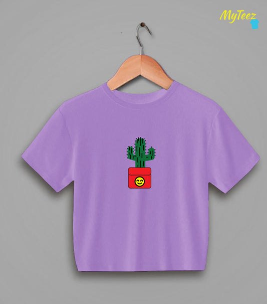 Cactus in a Red Pot Half Sleeve Crop Top - MyTeez