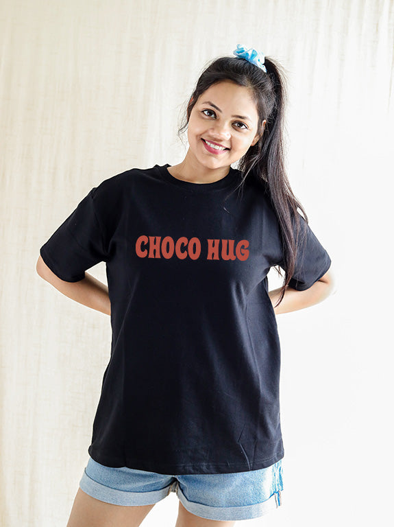 Choco Hug Streetwear Design Oversized T-Shirt for Women