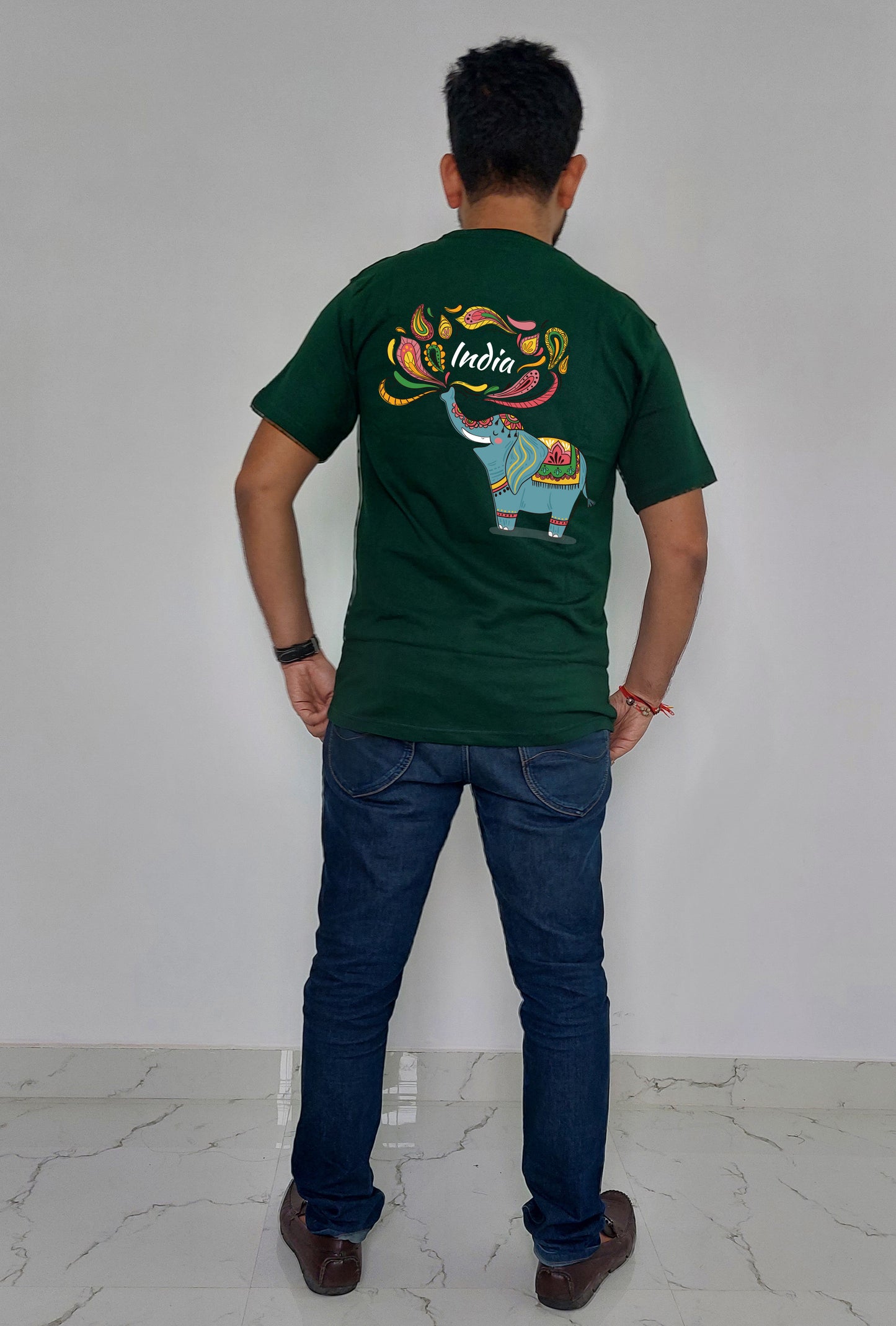 Beautiful Elephant with India Back and Front Printed Tshirt for Men