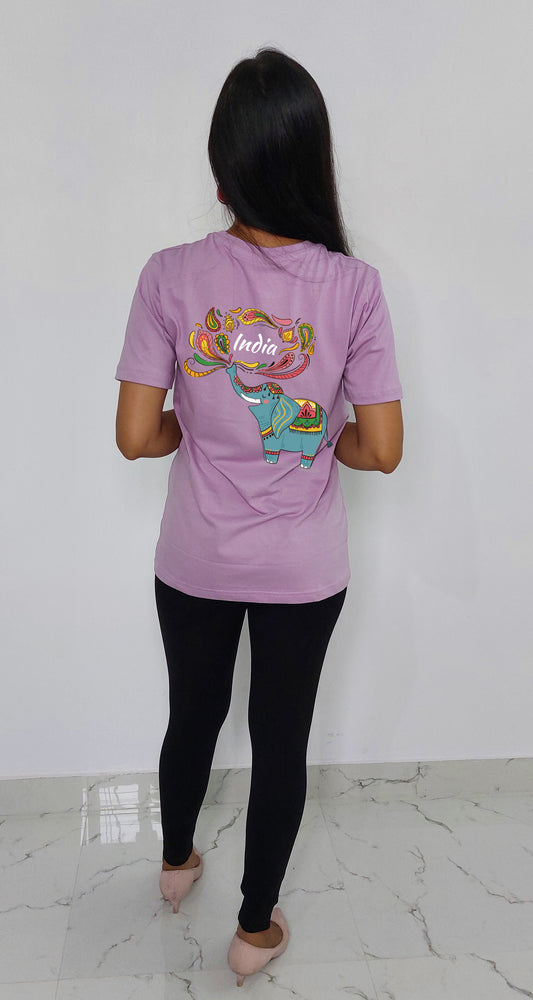 Beautiful Elephant with India Back and Front Printed Tshirt for women