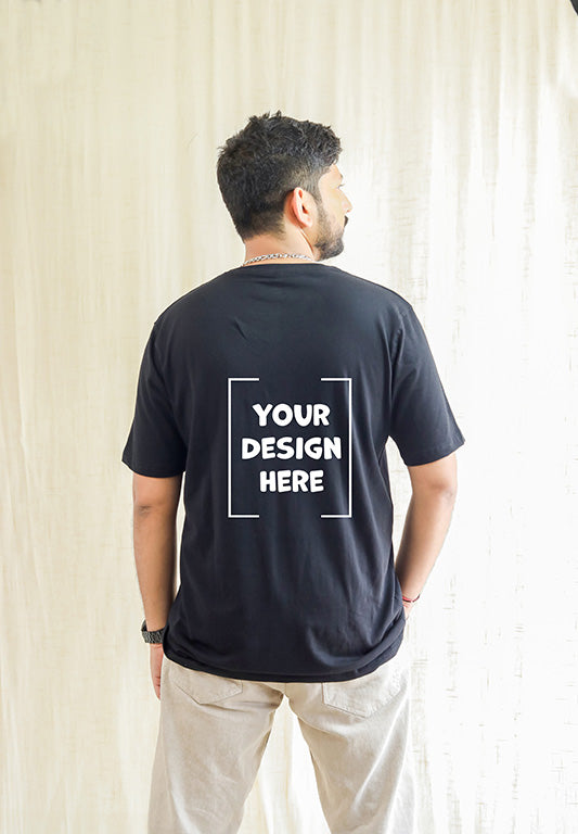 Men's Black 180gsm Pure Cotton Customized Tshirt