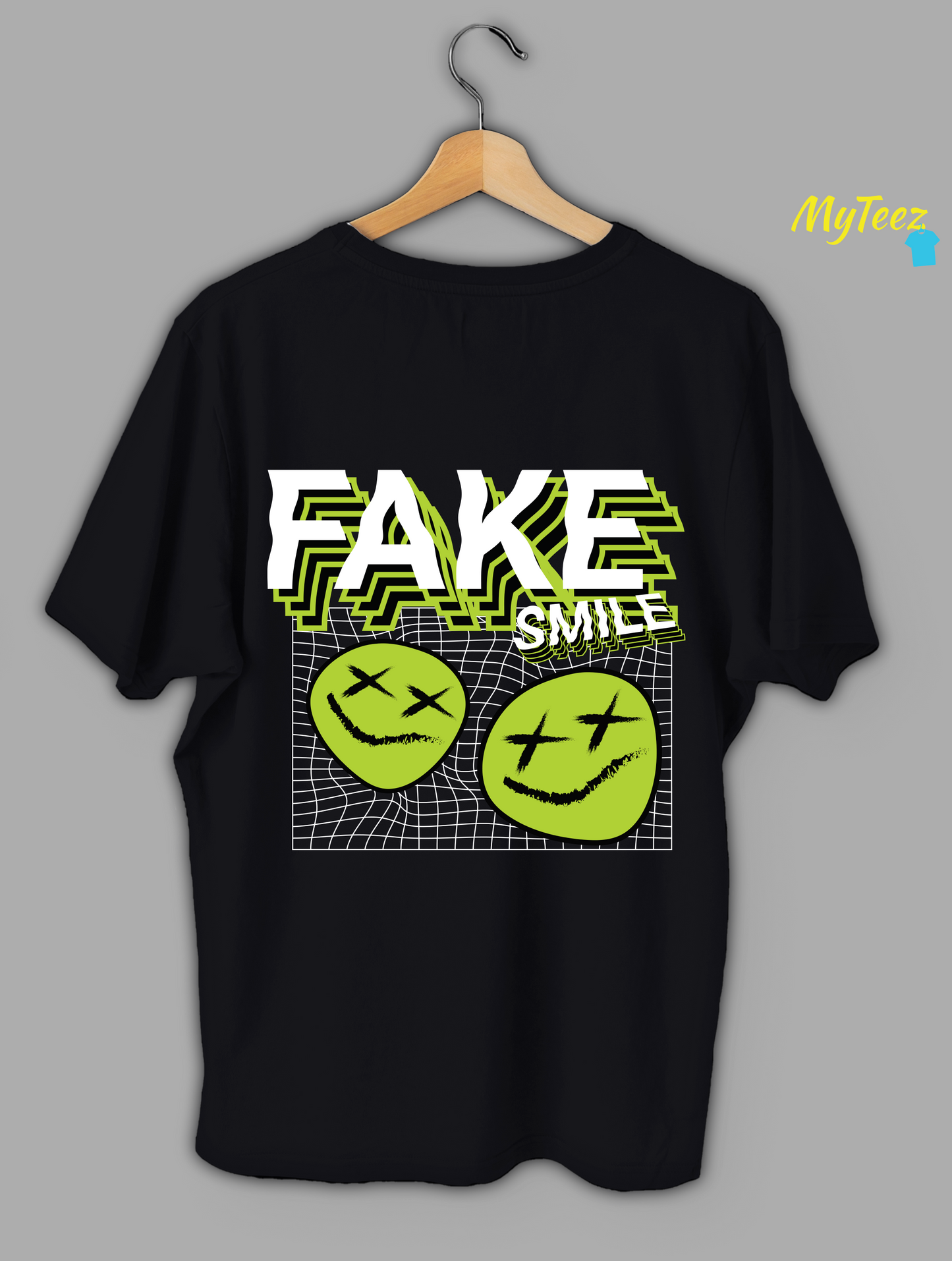 Fake Smile Half Sleeve Oversized Tees Urban or Street For Women - MyTeez