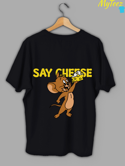 Jerry with Cheese Half Sleeve Oversized Tees For Men - MyTeez