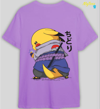 Pikachu Pokemon Anime Design Front and Back Design Half Sleeve Regular Tees - MyTeez