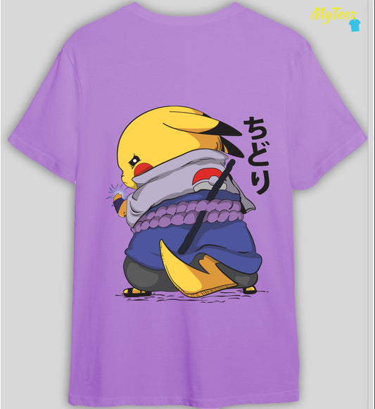 Pikachu Pokemon Anime Design Front and Back Design Half Sleeve Regular Tees - MyTeez