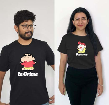 Partners in Crime Shinchan & Noharaa Sibling Tees Black - MyTeez