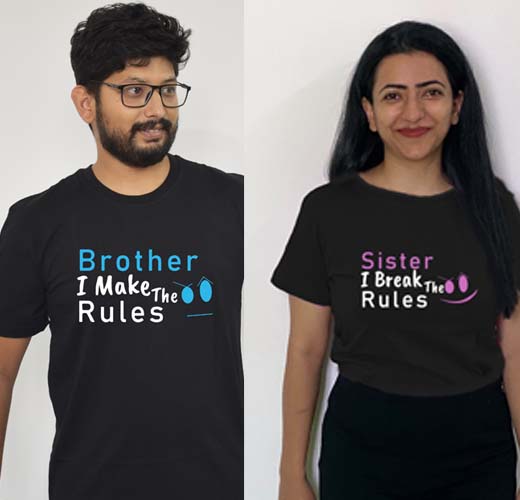 Brother making rules & Sister Breaking Rules Sibling Tees Black - MyTeez