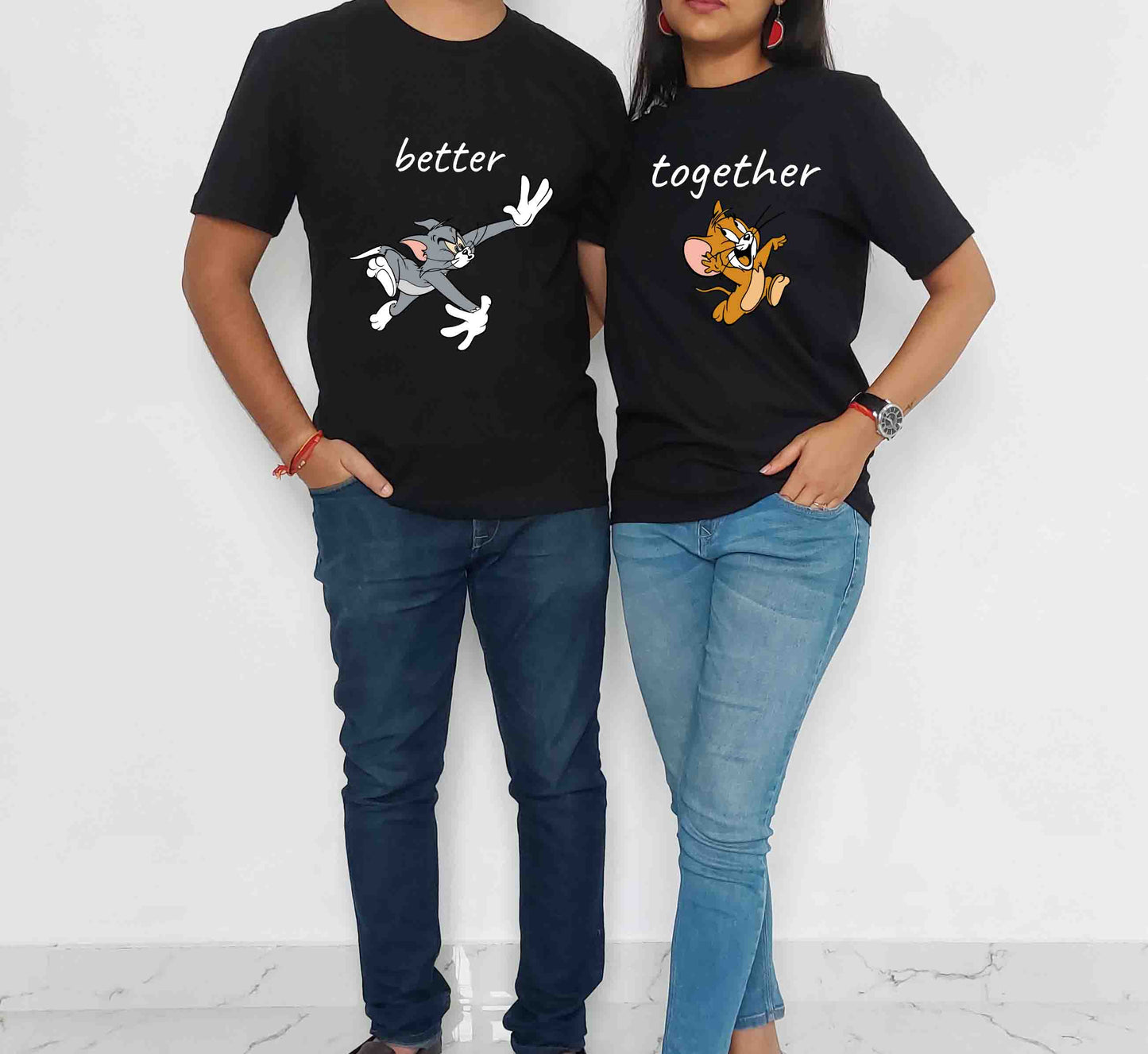 Tom and Jerry Better Together Black Couple T-Shirt