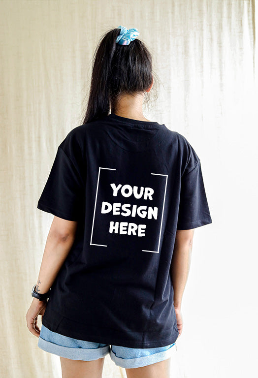 Women's Black 180gsm Pure Cotton Customized Tshirt